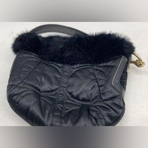 *Rare Find* Black Rabbit Fur Lined Quilted Coach Purse